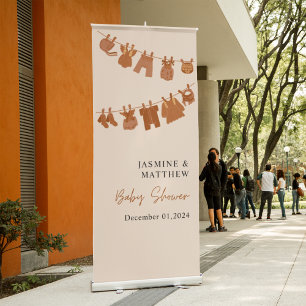 Peach and Coral Cute Baby Shower Retractable Banner