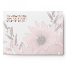 Peach and Coral Floral Spring Wedding Envelope