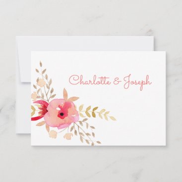 Peach and Coral Floral Spring Wedding Invitation