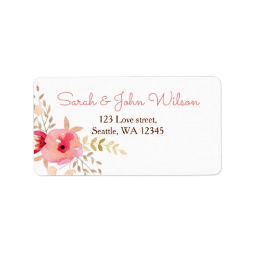 Peach and Coral Floral Spring Wedding Label