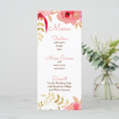 Peach and Coral Floral Spring Wedding Menu (Standing Front)