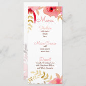Peach and Coral Floral Spring Wedding Menu (Front/Back)