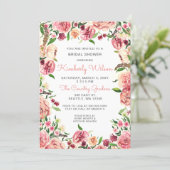 Peach and Coral Flowers Floral Bridal Shower Invitation (Standing Front)