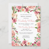 Peach and Coral Flowers Floral Bridal Shower Invitation (Front)