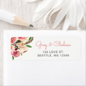 Peach and Coral Flowers Floral Wedding Label (Insitu)
