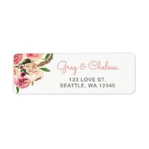 Peach and Coral Flowers Floral Wedding Label