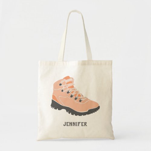 Peach and Coral Hiking Boot Personalized Tote Bag