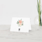 Peach and Coral Peony Floral Thank You Card (Back)