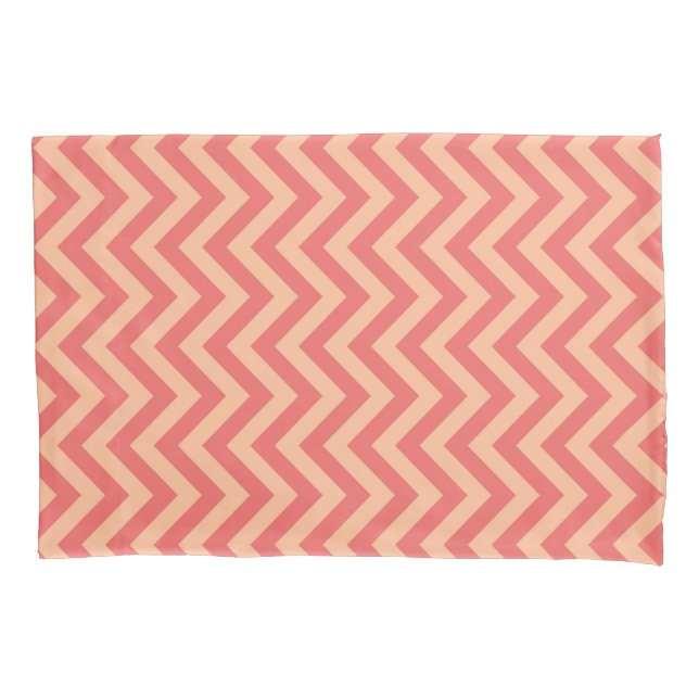 Peach and Cranberry Chevron Pillow Case (Front)