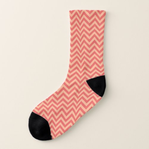 Peach and Cranberry Chevron Socks