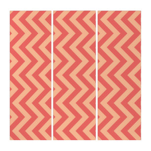 Peach and Cranberry Chevron Triptych