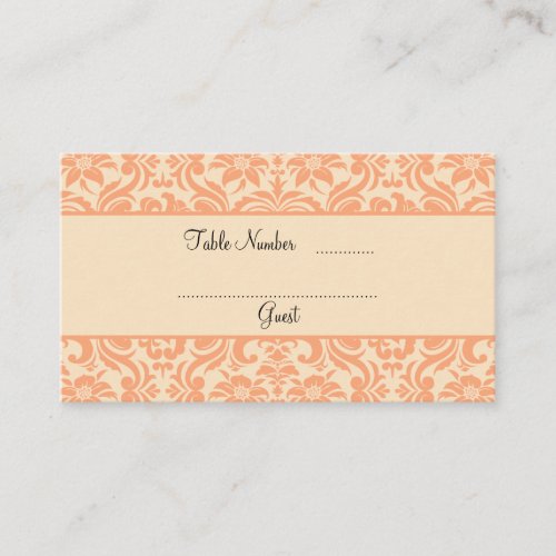 Peach and Cream Damask Wedding Table Place Cards Business Card Template