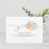 Peach and Cream Floral Calligraphy Baby Shower Invitation (Standing Front)