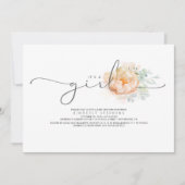 Peach and Cream Floral Calligraphy Baby Shower Invitation (Front)