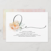 Peach and Cream Floral Elegant 1st Birthday Invitation (Front/Back)