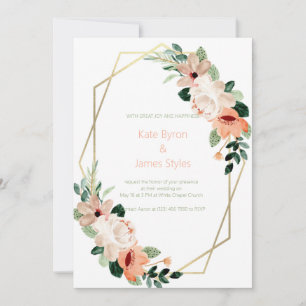Peach and Cream Floral Wedding Invitation