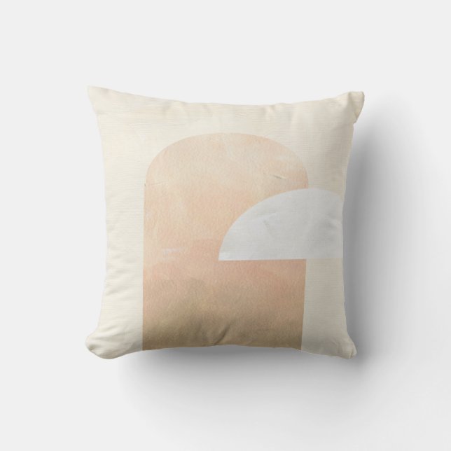 Peach and Cream Paintbrush Abstract Throw Pillow (Front)