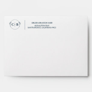 Peach and Cream striped Monogram Self Addressed  Envelope