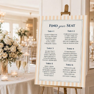Peach and Cream Striped Wedding Seating Charts Foam Board