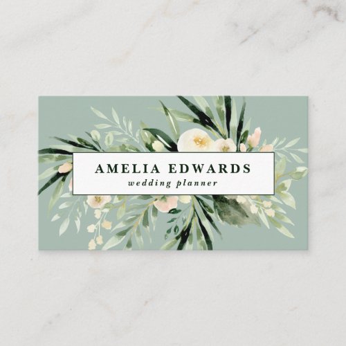 Peach and cream watercolor leaf  foliage modern  business card