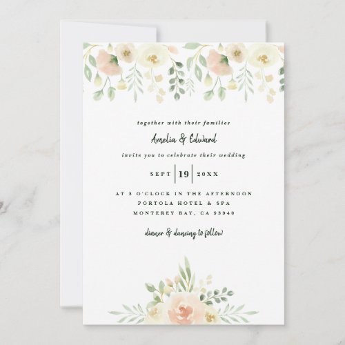 Peach and cream watercolor leaf  foliage wedding