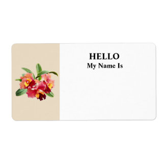 Peach and Crimson Cattleya Orchids Label