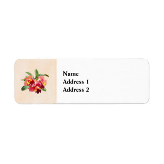 Peach and Crimson Cattleya Orchids Label