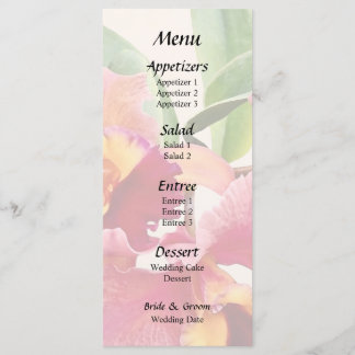 Peach and Crimson Cattleya Orchids Menu