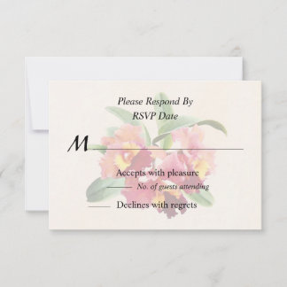 Peach and Crimson Cattleya Orchids RSVP Card