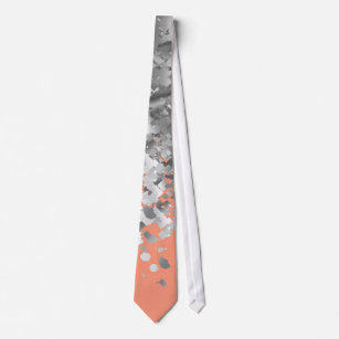 Peach and faux glitter personalized neck tie