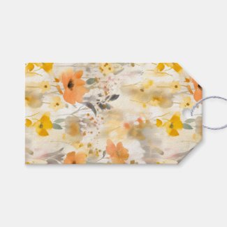 Peach and Gold Abstract Floral