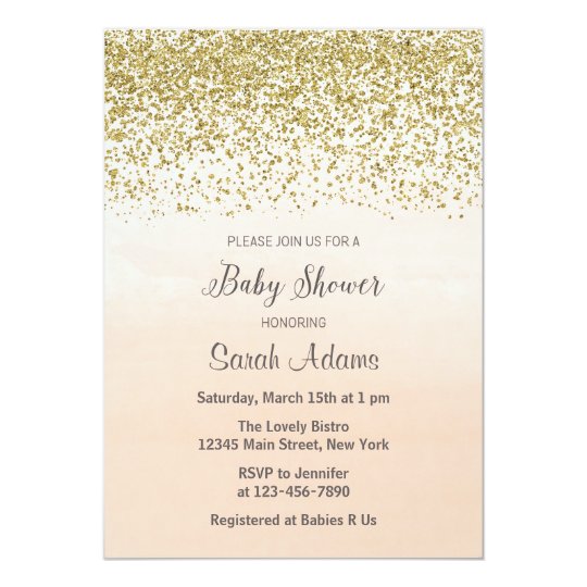 Peach and Gold Baby Shower Invitation | Zazzle.com