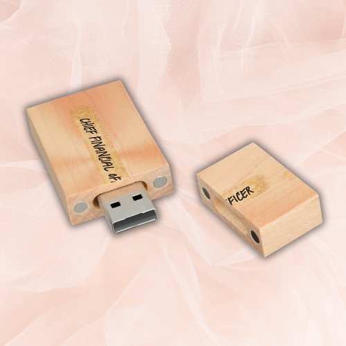 Peach and Gold Business Monogrammed  Wood Flash Drive