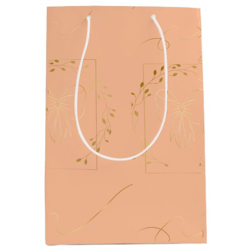 Peach and Gold Glitter Gift Bag -