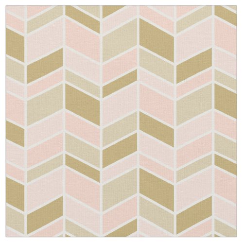 Peach and Gold Herringbone Chevron Fabric