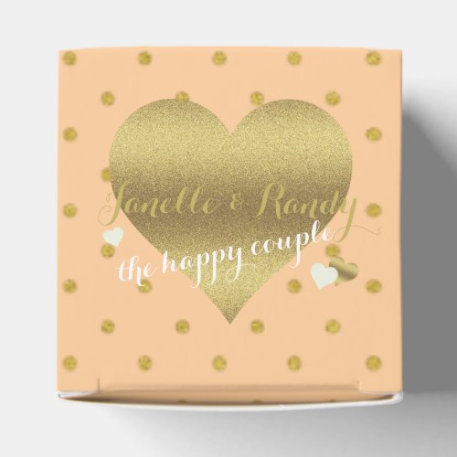 Peach And Gold Polka Dots Party Favor Boxes