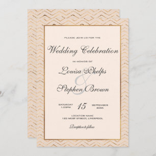 Peach and Gold Wedding Invitation