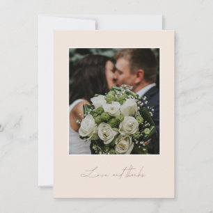 Peach and Gold Wedding Photo Thank You Card