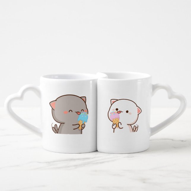 Peach and Goma Ice-Cream Lover Couples Mug (Front Nesting)