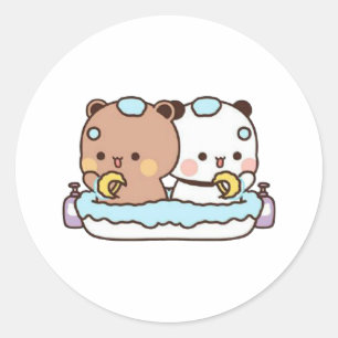 Peach And Goma Mochi Bear Classic Round Sticker