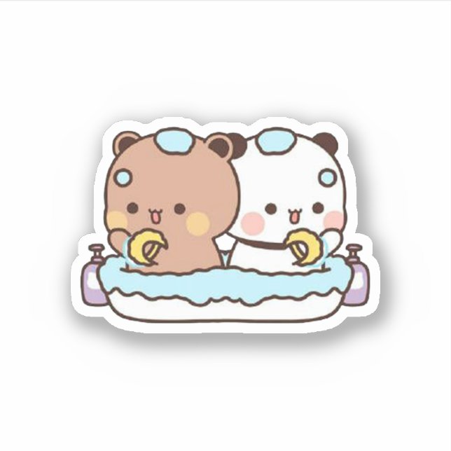 Peach And Goma Mochi Bear Sticker (Front)
