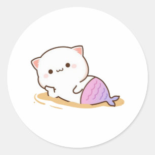 Peach And Goma Mochi Cat Classic Round Sticker