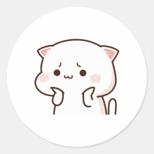 Peach And Goma Mochi Cat Classic Round Sticker