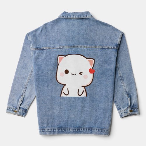 Peach And Goma Mochi Cat  Denim Jacket