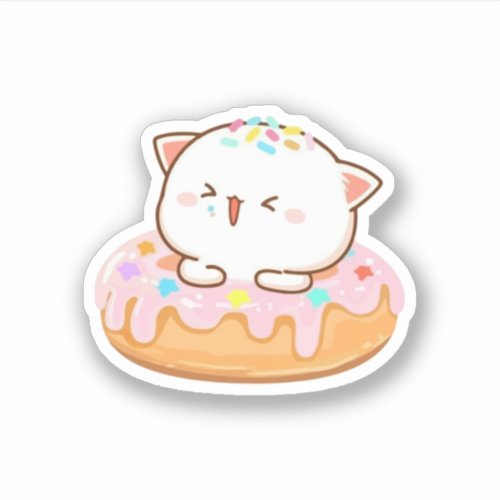 Peach And Goma Mochi Cat Donut Sticker