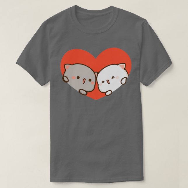 Peach and Goma Mochi Cat Love 1  T-Shirt (Design Front)