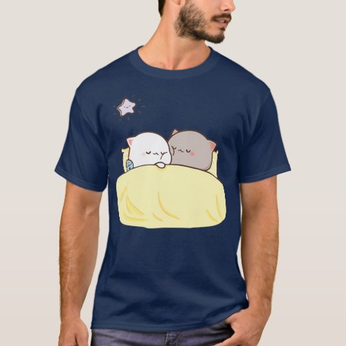 Peach and Goma Mochi Cat Sleeping  T_Shirt