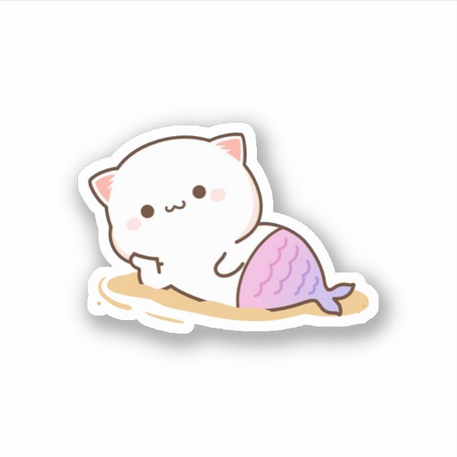 Peach And Goma Mochi Cat Sticker (Front)