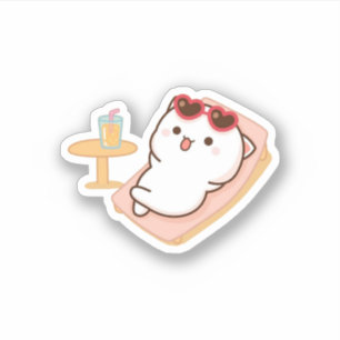 Peach And Goma Mochi Cat Sticker