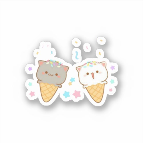 Peach And Goma Mochi Cat Sticker